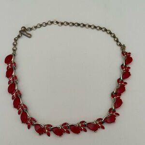 CHAREL (1945-1980) Vintage Red Lucite Necklace & Clip on Earrings
